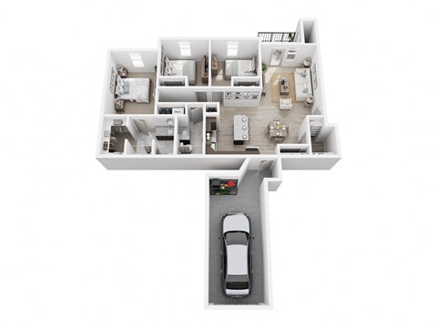 bedroom floor plan of a 2100 sq ft apartments